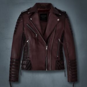 Charlotte Burnt Wine Leather Jacket